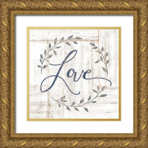 Woodgrain Love Gold Ornate Wood Framed Art Print with Double Matting by Schlabach, Sue