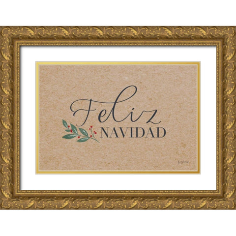 Neutral Christmas II Gold Ornate Wood Framed Art Print with Double Matting by Thorns, Becky