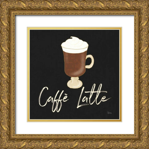 Fresh Coffee Caffe Latte Gold Ornate Wood Framed Art Print with Double Matting by Charron, Veronique