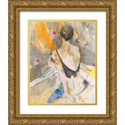 Ballerina II Gold Ornate Wood Framed Art Print with Double Matting by Hristova, Albena