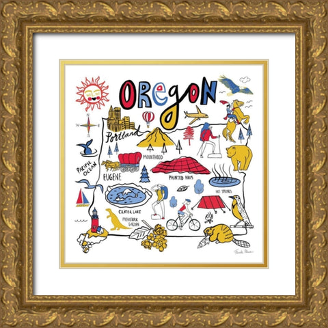 Oregon Gold Ornate Wood Framed Art Print with Double Matting by Zaman, Farida