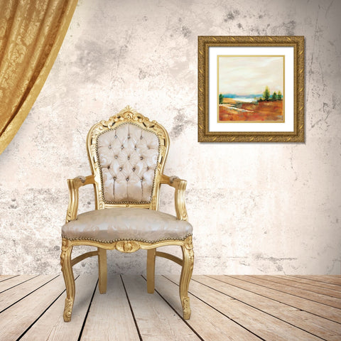 Amity Pond Sq Gold Ornate Wood Framed Art Print with Double Matting by Schlabach, Sue