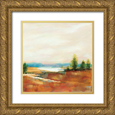 Amity Pond Sq Gold Ornate Wood Framed Art Print with Double Matting by Schlabach, Sue