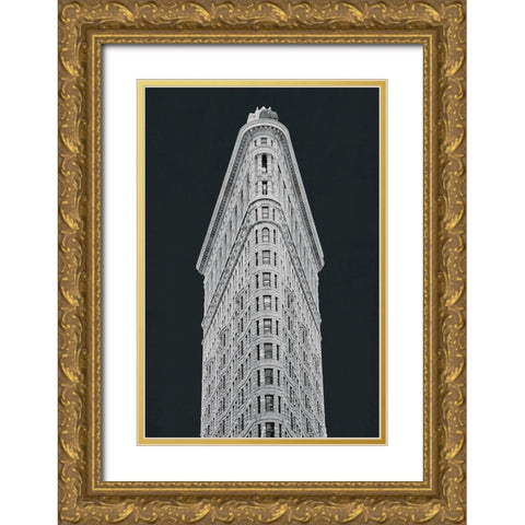 Flatiron Building on Black Gold Ornate Wood Framed Art Print with Double Matting by Wild Apple Portfolio