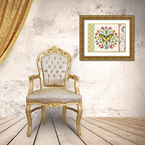 Butterfly Mandala III with Borders Gold Ornate Wood Framed Art Print with Double Matting by Wild Apple Portfolio