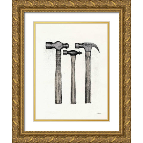 Hammers with Color Crop Gold Ornate Wood Framed Art Print with Double Matting by Schick, Mike