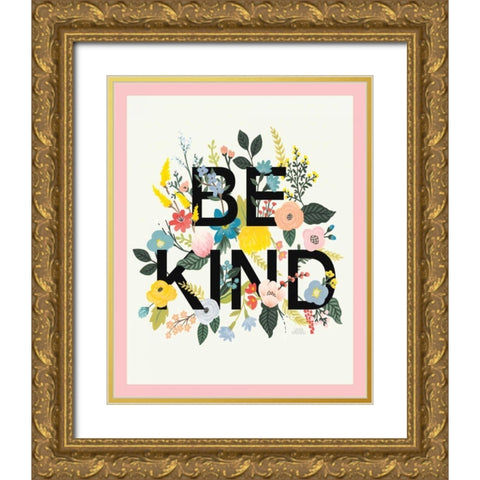 Wild Garden I Be Kind CP Crop Gold Ornate Wood Framed Art Print with Double Matting by Marshall, Laura