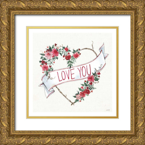 Love You I Gold Ornate Wood Framed Art Print with Double Matting by Tavoletti, Anne