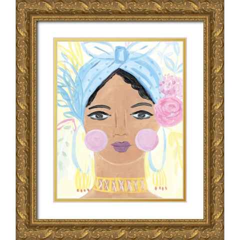 Boho Lady IV Gold Ornate Wood Framed Art Print with Double Matting by Zaman, Farida