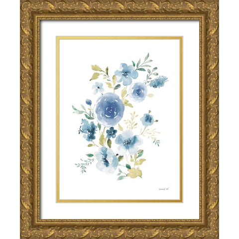 Floral Serenade I Gold Ornate Wood Framed Art Print with Double Matting by Nai, Danhui