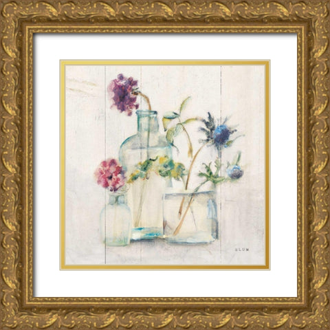 Blossoms II Light Gold Ornate Wood Framed Art Print with Double Matting by Blum, Cheri