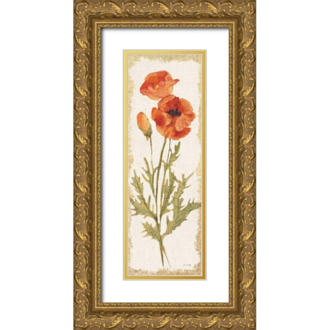Poppy Panel Light Gold Ornate Wood Framed Art Print with Double Matting by Blum, Cheri