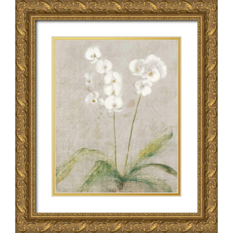 Orchid Light Gold Ornate Wood Framed Art Print with Double Matting by Blum, Cheri