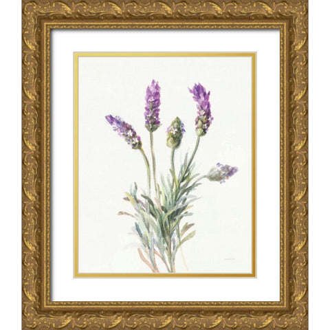 Floursack Lavender II on Linen Gold Ornate Wood Framed Art Print with Double Matting by Nai, Danhui
