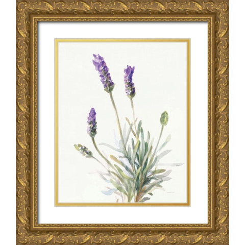 Floursack Lavender III on Linen Gold Ornate Wood Framed Art Print with Double Matting by Nai, Danhui