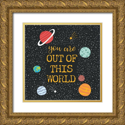 Out of this World Charcoal Sq Gold Ornate Wood Framed Art Print with Double Matting by Panganiban, Karyn