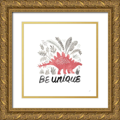 Dino Inspiration III Coral Gold Ornate Wood Framed Art Print with Double Matting by Panganiban, Karyn