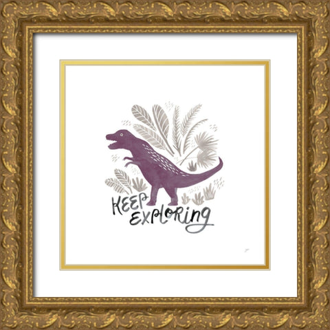 Dino Inspiration IV Purple Gold Ornate Wood Framed Art Print with Double Matting by Panganiban, Karyn