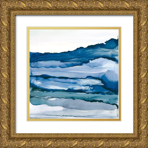 Blue Grayscape III Gold Ornate Wood Framed Art Print with Double Matting by Paschke, Chris