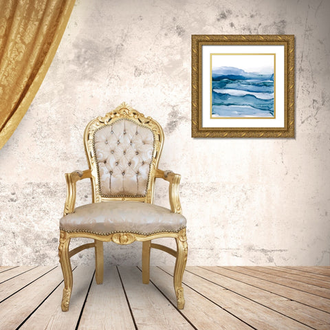Blue Grayscape IV Gold Ornate Wood Framed Art Print with Double Matting by Paschke, Chris