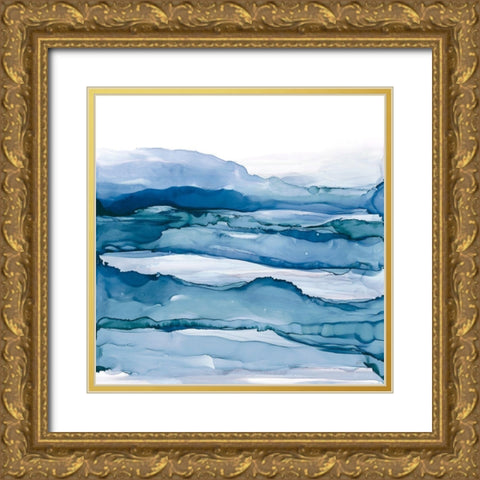 Blue Grayscape IV Gold Ornate Wood Framed Art Print with Double Matting by Paschke, Chris