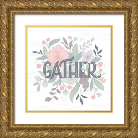 Farmhouse Floral I Gold Ornate Wood Framed Art Print with Double Matting by Graham, Gia