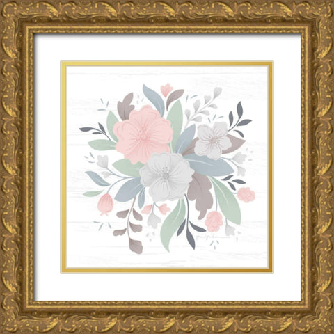 Farmhouse Floral III Gold Ornate Wood Framed Art Print with Double Matting by Graham, Gia