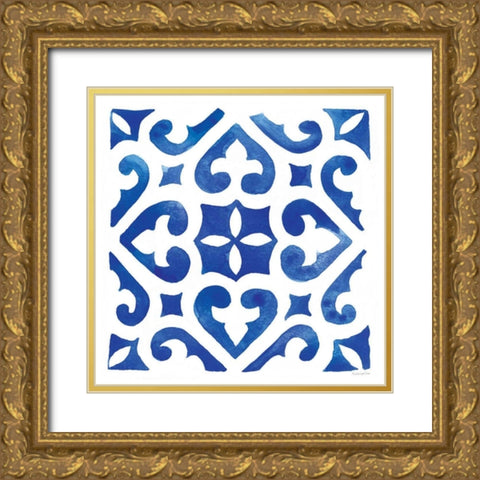 Andalusian Tile I Gold Ornate Wood Framed Art Print with Double Matting by Charro, Mercedes Lopez