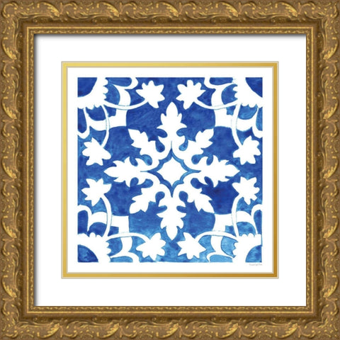 Andalusian Tile II Gold Ornate Wood Framed Art Print with Double Matting by Charro, Mercedes Lopez