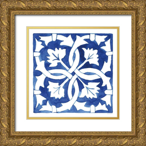 Andalusian Tile III Gold Ornate Wood Framed Art Print with Double Matting by Charro, Mercedes Lopez