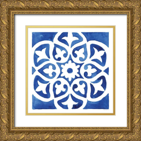 Andalusian Tile IV Gold Ornate Wood Framed Art Print with Double Matting by Charro, Mercedes Lopez