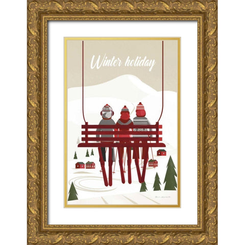 Winter Holiday Red Gold Ornate Wood Framed Art Print with Double Matting by Escalante, Omar