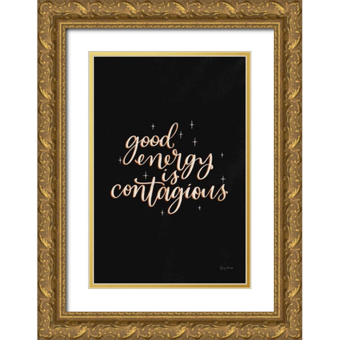 Mod Glam Good Energy II Black Gold Ornate Wood Framed Art Print with Double Matting by Thorns, Becky