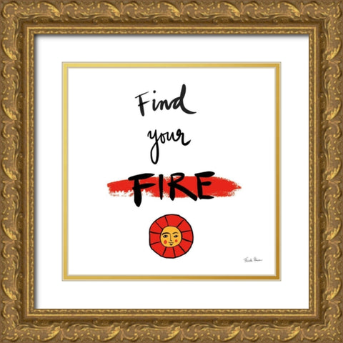 Find Your Fire Gold Ornate Wood Framed Art Print with Double Matting by Zaman, Farida