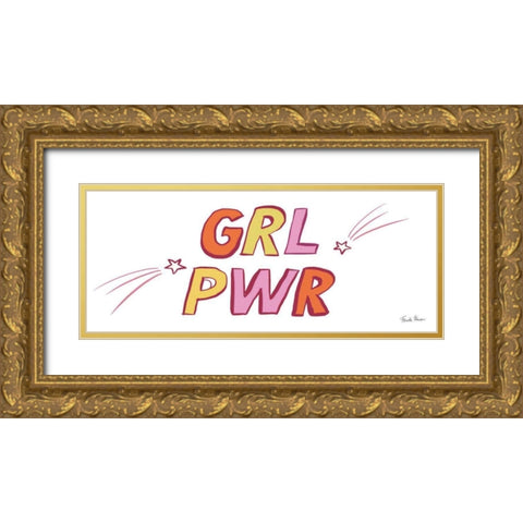 Girl Power Gold Ornate Wood Framed Art Print with Double Matting by Zaman, Farida