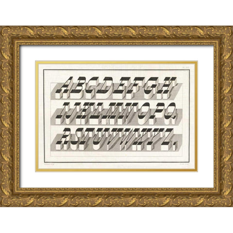 Bold Alphabet Gold Ornate Wood Framed Art Print with Double Matting by Wild Apple Portfolio