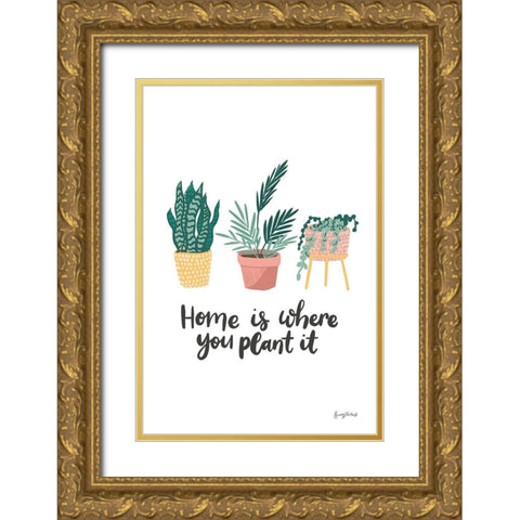 Plant It Retro Gold Ornate Wood Framed Art Print with Double Matting by Thorns, Becky
