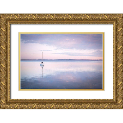 Sailboat in Bellingham Bay I Vignette Gold Ornate Wood Framed Art Print with Double Matting by Majchrowicz, Alan