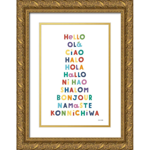 Say Hello Gold Ornate Wood Framed Art Print with Double Matting by Kelle, Ann