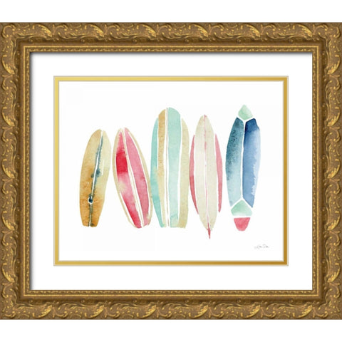 Surfboards in a Row Gold Ornate Wood Framed Art Print with Double Matting by Pete, Katrina