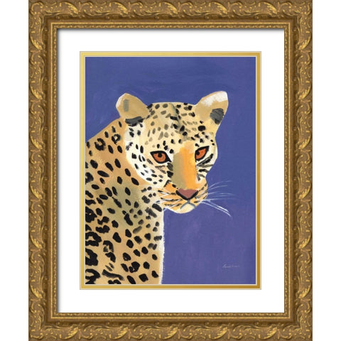 Colorful Cheetah Gold Ornate Wood Framed Art Print with Double Matting by Munger, Pamela
