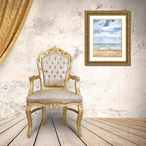 Walk on the Beach II Gold Ornate Wood Framed Art Print with Double Matting by Munger, Pamela