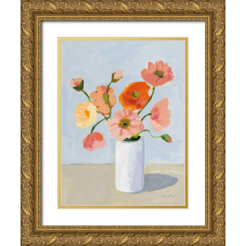 Iceland Poppies Gold Ornate Wood Framed Art Print with Double Matting by Munger, Pamela