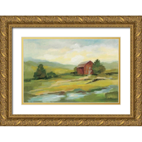 Springtime Farm Gold Ornate Wood Framed Art Print with Double Matting by Vassileva, Silvia