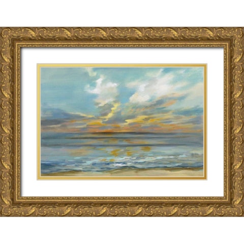 Rhythmic Sunset Waves Gold Ornate Wood Framed Art Print with Double Matting by Vassileva, Silvia
