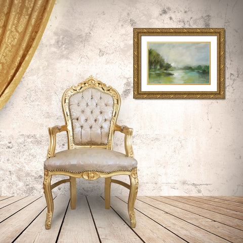 Lakeside Fog Gold Ornate Wood Framed Art Print with Double Matting by Vassileva, Silvia