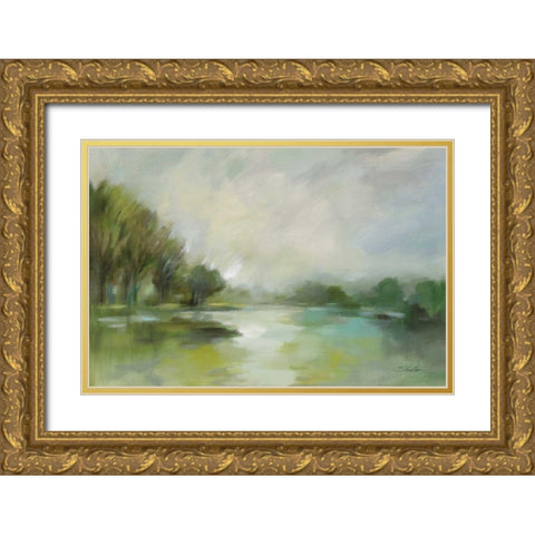 Lakeside Fog Gold Ornate Wood Framed Art Print with Double Matting by Vassileva, Silvia