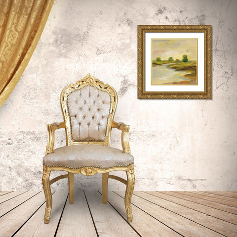 Chartreuse Fields I Gold Ornate Wood Framed Art Print with Double Matting by Vassileva, Silvia
