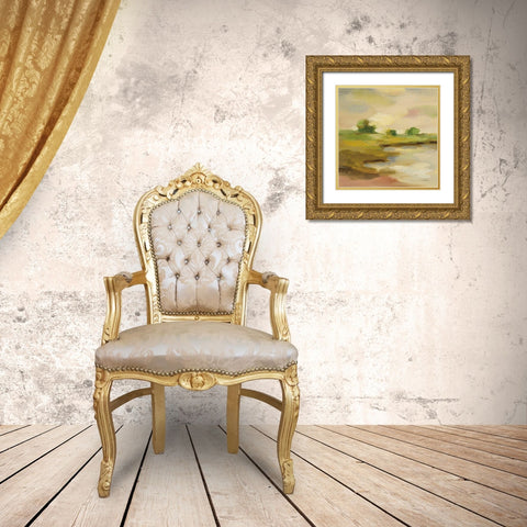 Chartreuse Fields II Gold Ornate Wood Framed Art Print with Double Matting by Vassileva, Silvia