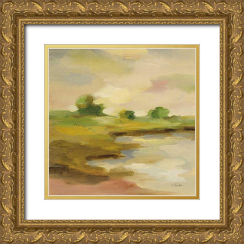 Chartreuse Fields II Gold Ornate Wood Framed Art Print with Double Matting by Vassileva, Silvia